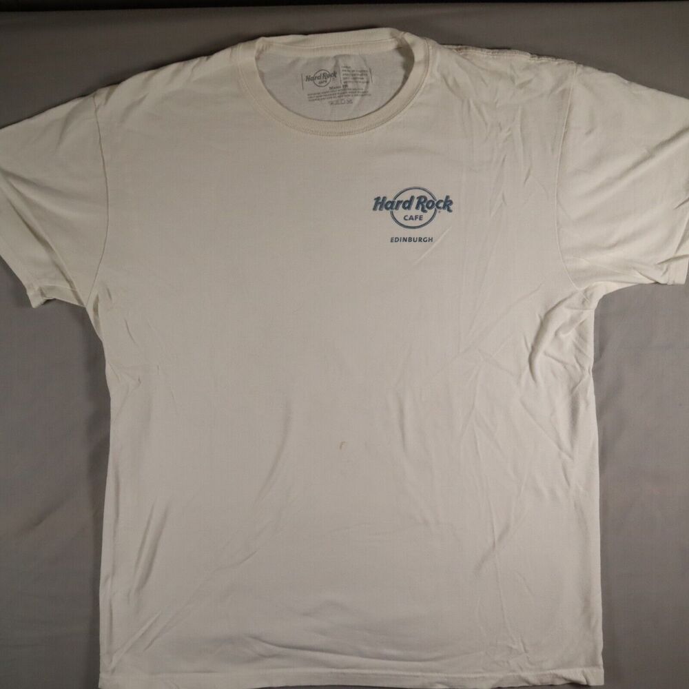 Hard Rock Cafe Edinburgh T Shirt Mens Size XL White Short Sleeve 100% Cotton